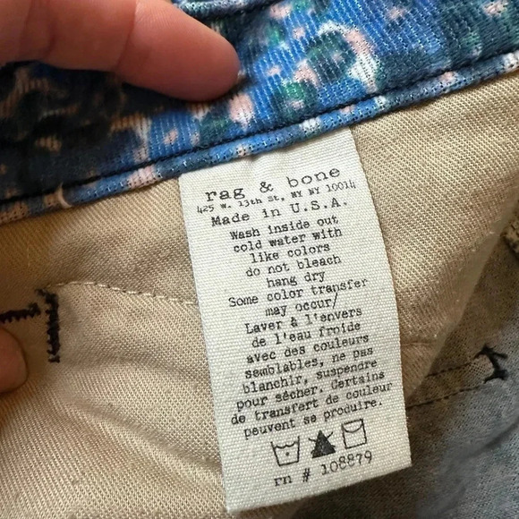 Rag & Bone Jean corduroy floral size 27 - Picture 3 of 7